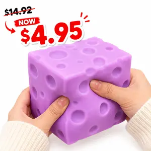 [Limited Time Deal] Blueberry Cheese Squeeze Toy, Soft Squishy Cheese Block Fidget Toy for Desk Play, Novelty Squeeze Toy for Party Favors and Hand Activity