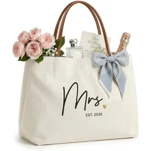 Bride Tote Bag, Embroidered Canvas Wedding Tote, Bridal Shower Engagement Bachelorette Beach Bag