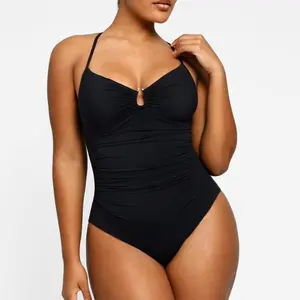 Shapellx Women's Sculpt Shaping Swimsuit U-Ring Cut Out Slimming One Piece Suit