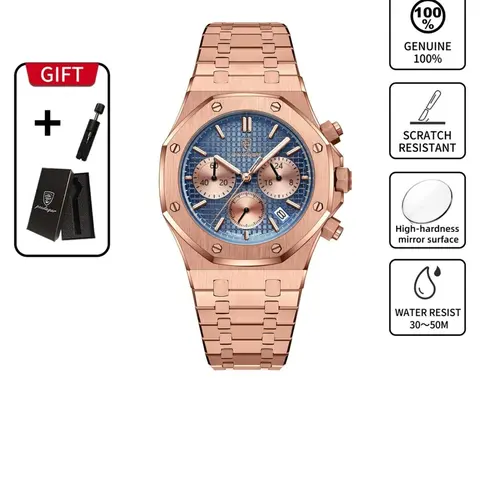 POEDAGAR Men's Watch Date Night Light Waterproof High End Watch Stainless Steel Men's Watch Business Fashion Men's Watch Fashionable Stylish Watch Fashionable Wristwatch Quartz Wristwatch Quartz Watches