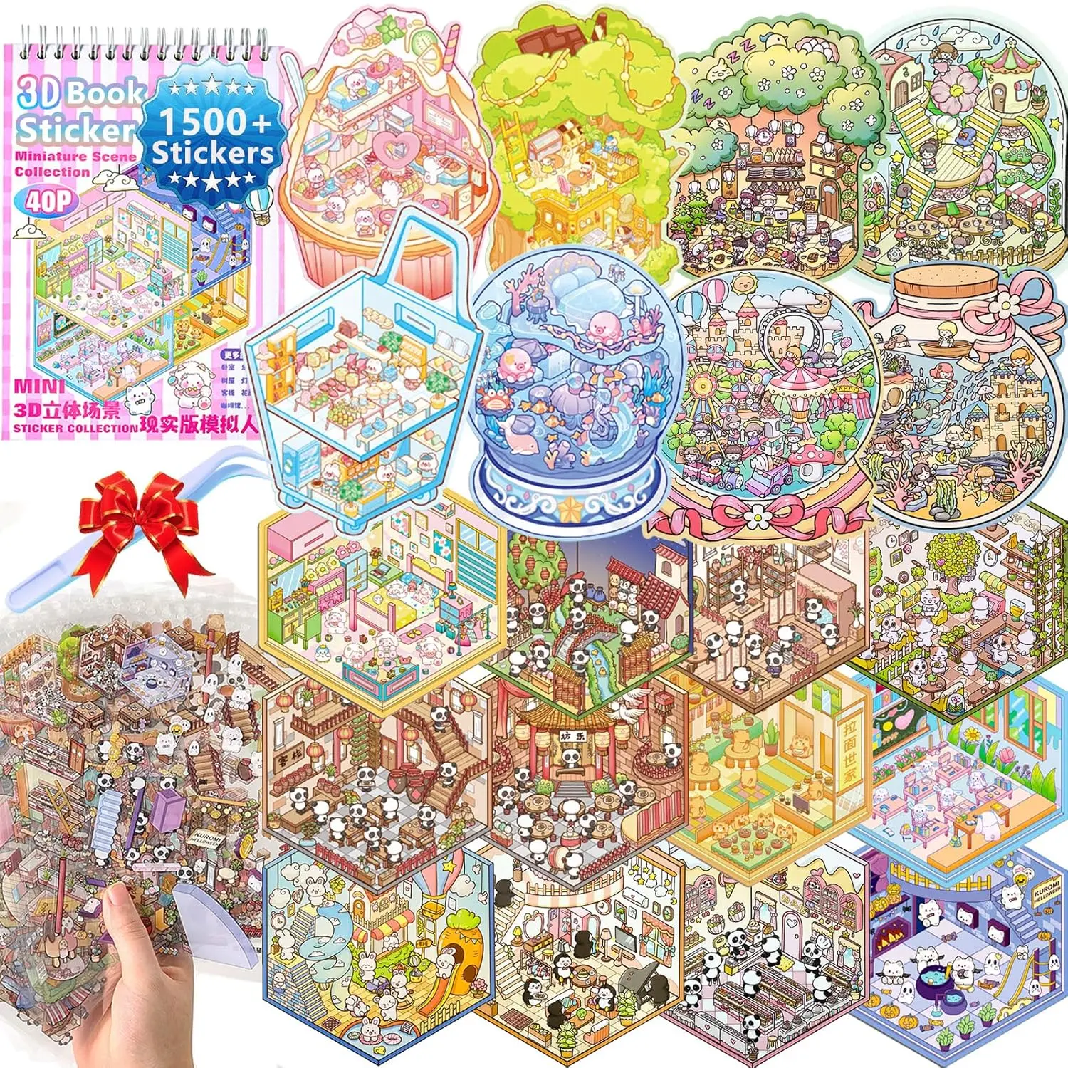 Summer Spring Gift Sticker Book Activity, 20 Sets (1500+) DIY 3D Scene Stickers, Reusable Sticker Book, Mix and Match Creative Sets, Waterproof for All Surfaces, Ultimate Craft Supplies & Party Favors
