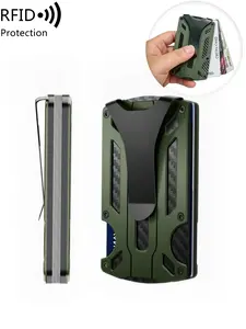 Ultra-thin Aluminum Alloy Card Holder, RFlD Anti-theftSwipe Bag Men's Wallet,Lightweight PortableMultifunction Metal credit card holder, Minimalist WalletMoney Clip, Scratch Resistant, Easily Removable Money&Cards,Mens Wallet, the ideal gift，