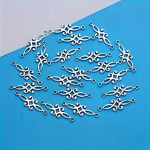 10pcs Antique Silvery Plated Flower Charm Connectors for Making Bracelet Handmade DIY Jewelry Accessories