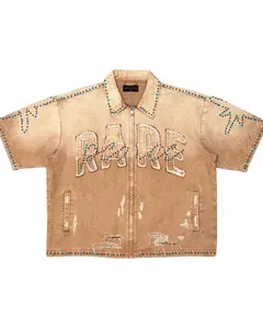 Rare Peace 'Who Decides Value' Rhinestone Cropped Collar Zip-up (Wheat) RJ6064