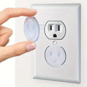 Baby Safety Outlet Protectors - 16/32 Pack Clear Round 2-Hole Socket Covers with Easy-Grip Tabs | Tight-Fit Childproof Plug Guards, Unremovable by Toddlers | Electric Shock Prevention Home Electrical Safety Caps for Kids, Infants & Pets-0
