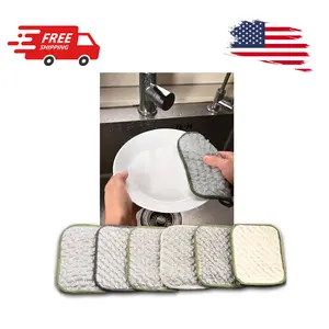 Double Side Non Scratch Wire Dishcloths, Wire Dishwashing Rags (Silver 6Pcs)