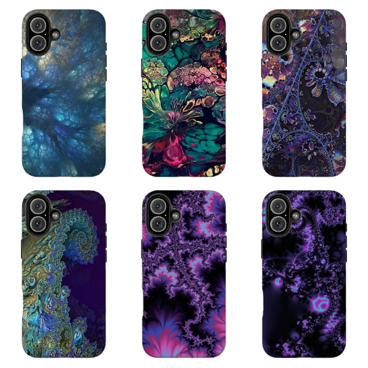 Vibrant Fractal Pattern Cover | Y2K Cyberpunk Design  , For iPhone 11 12 13 14 15 16 17 Pro Max For Samsung S26 S25 S24 S23 S22-Gift For Her/Him/Anime lovers