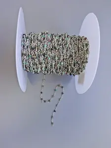 2-FT 3MM Faceted Cut African Turquoise Rosary Chain, Brilliant Cut Gem Stone Chain,  Dainty Gemstone Chain, African Turquoise Chain by Foot