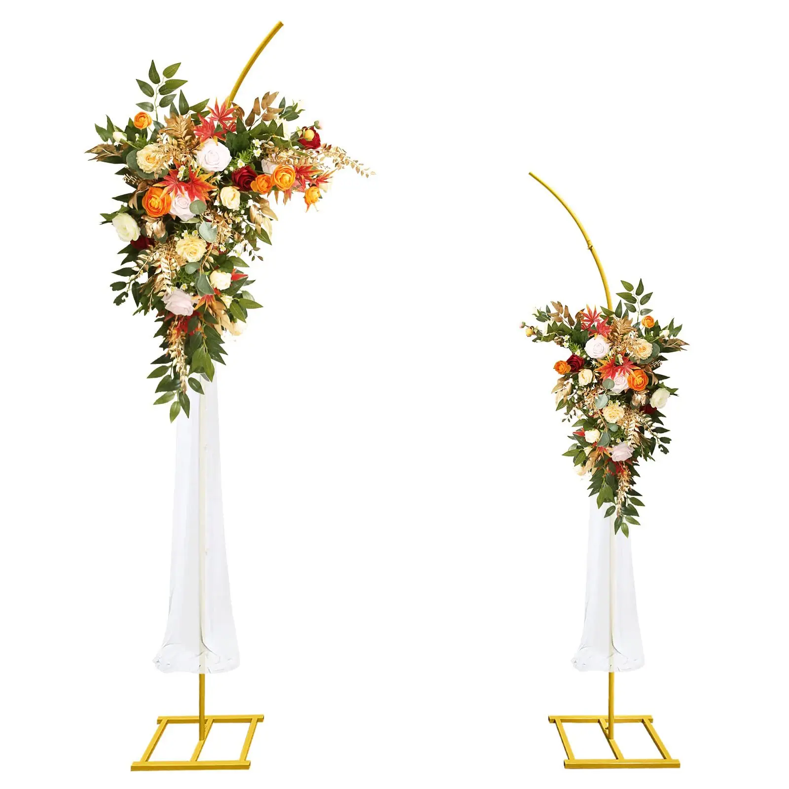 Golden Coated Metal Balloon Arch Frame Kit - 2-Piece Durable Adjustable Set for Wedding, Birthday, Festive Party Decor & Home Supplies