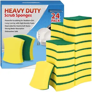 Heavy Duty Scrub Sponges 24 Pack, Double-Side Design, Long-Lasting Kitchen Sponges, High Density Dish Sponge.