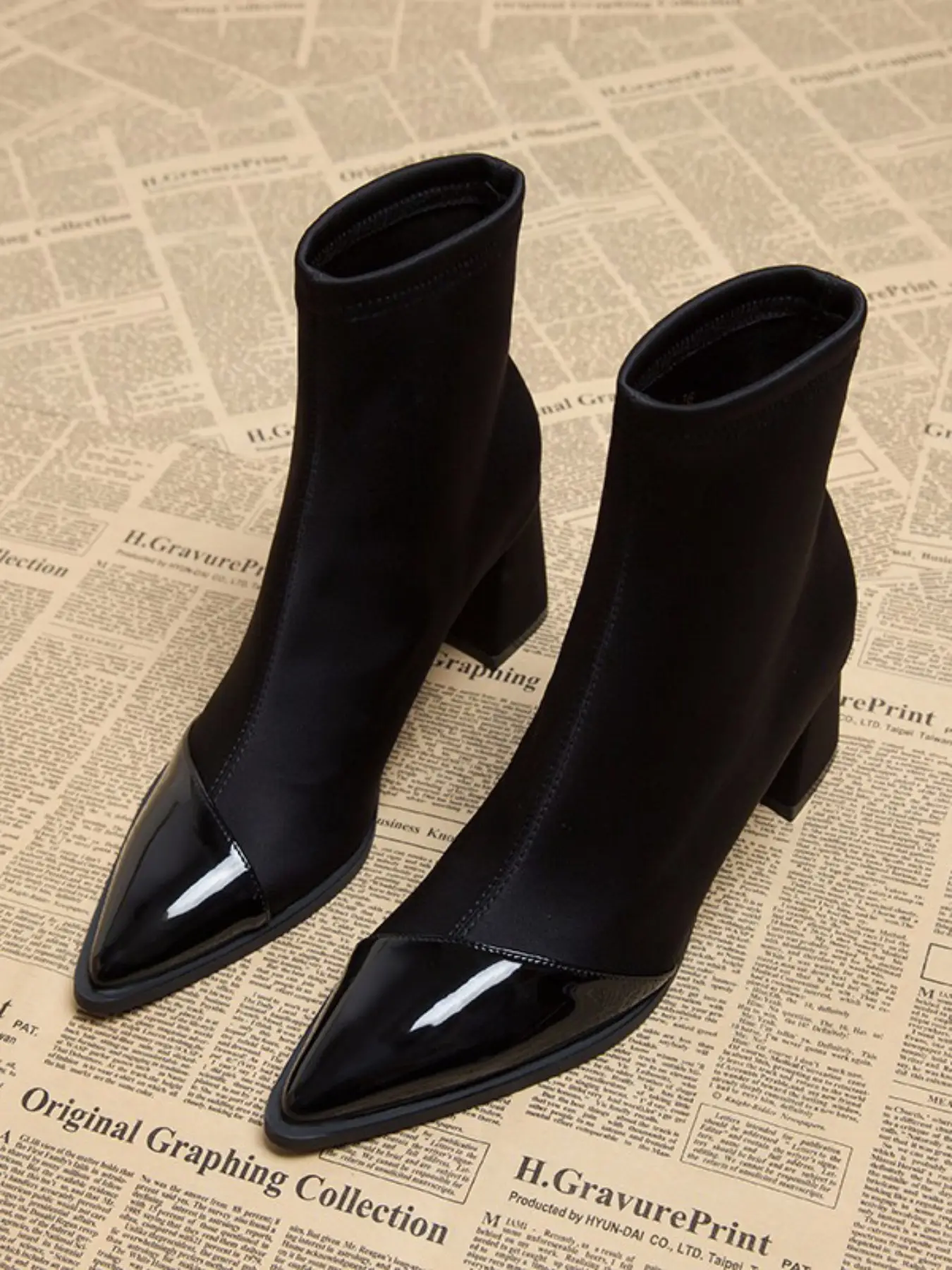 Women's Ankle Boots, & Textile Upper, Rubber Sole, Fall Winter Fashion, Elegant Minimalist Design, Versatile Classic Style