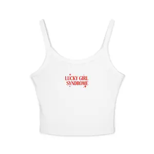 Lucky Girl Syndrome tank top | spaghetti strap crop top White Womens tops y2k casual comfy cami slim sleeveless top tight-fitting