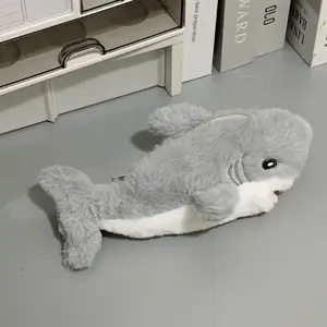 Fashion Shark-Shaped Large Capacity Portable Pencil Case, Soft Plush Polyester Travel School Makeup Earphone Storage Bag, Cute Women's Accessory