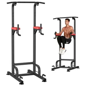 RelifeSports Power Tower Dip Station Pull Up Bar Height Adjustable 9 Levels for Home Fitness 400LBS Multi-Function HomeGym Strength Training Equipment Whole Body Workout
