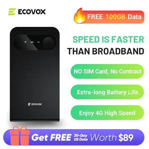 【100GB FREE Data】ECOVOX 2025 Global Portable WiFi Hotspot | No SIM Card Needed, Works Across USA, Europe, Asia, Latin America, Africa | Ideal for Car, RV & Travel