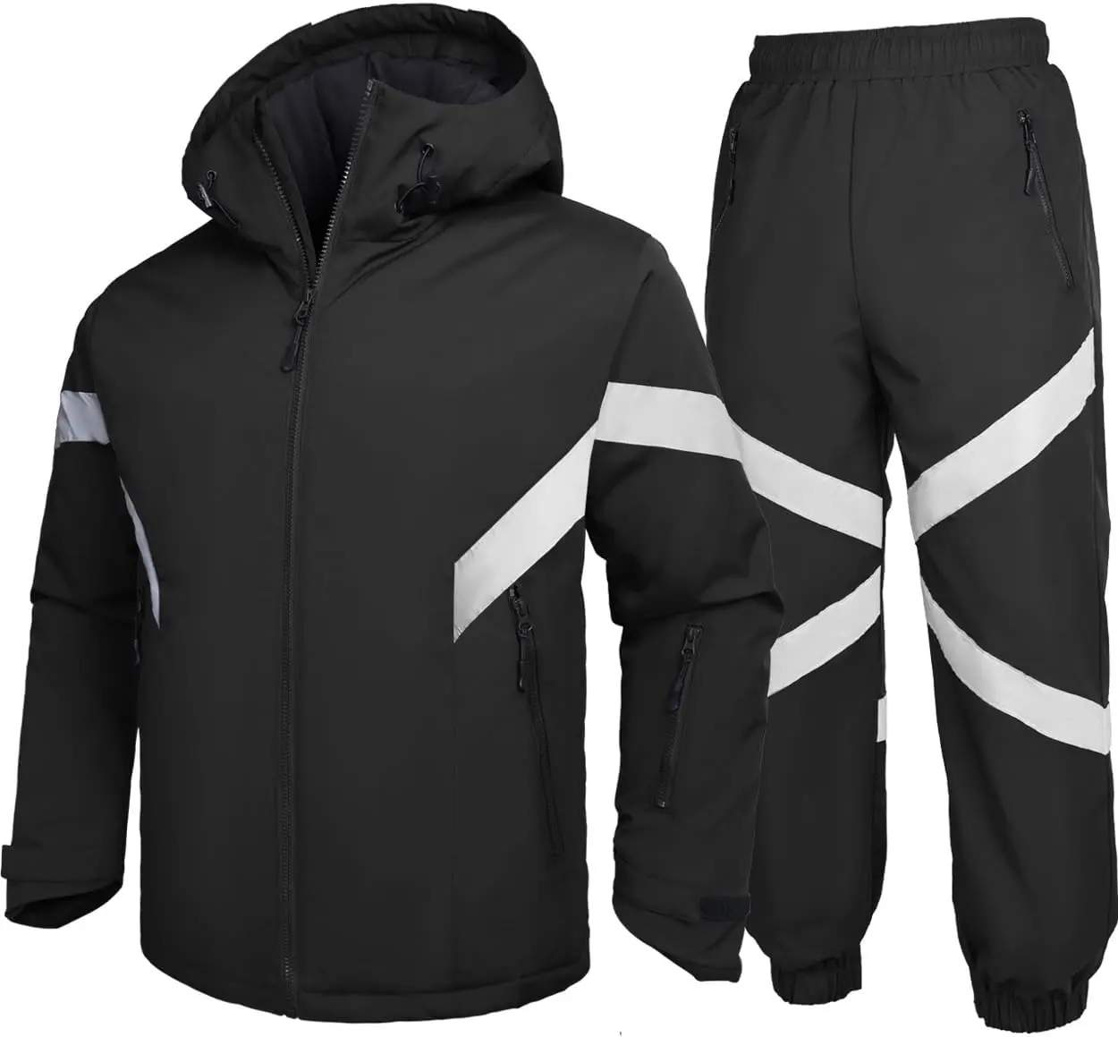 GEMYSE Men's 2-Piece Waterproof Winter Snowsuit Set - Ski Jacket and Pants, Warm, Windproof, with Reflective Trim and Multiple Pockets
