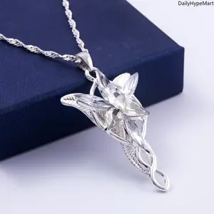 LOTR Elven Star Crystal Necklace for Women Lord of the Rings Elf Princess Arwen Twilight Star Crystal Pendant Choker Jewelry Gift Zirconia Chain