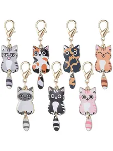 7 Pcs Cat Keychain, Cute Cats Charms, Kawaii Cat Key Chains, Kitty Keyring, Cats Accessories for Women Car Keys Purse Handbags Girls Women Gift DIY Crafts