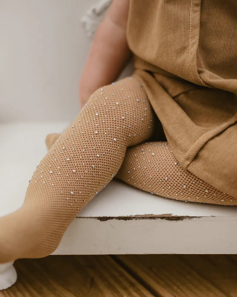 Rhinestone Fishnet Tights - Natural