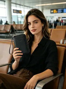 Durable Zippered Leather Phone Wallet, Wristlet Clutch with Card Slots & Phone Compartment, Practical All-in-One Bag for Daily Life & Travel