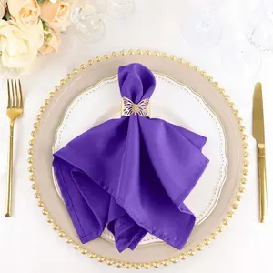 5 Pack Polyester Napkins 17"x17" Purple - Wrinkle Resistant & Easy Care Cloth Napkins