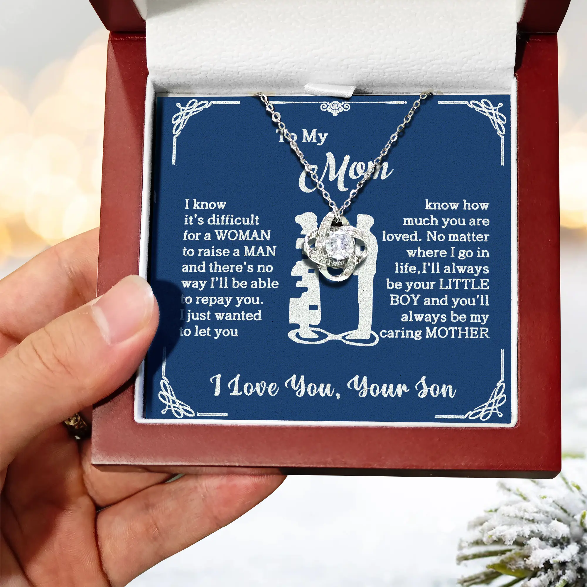 Mom Choker Necklace with Sentimental Crystal Pendant - Crystal Jewelry, Anniversary Chain, Ideal Mom Birthday Gift for Christmas, Sentimental Necklaces