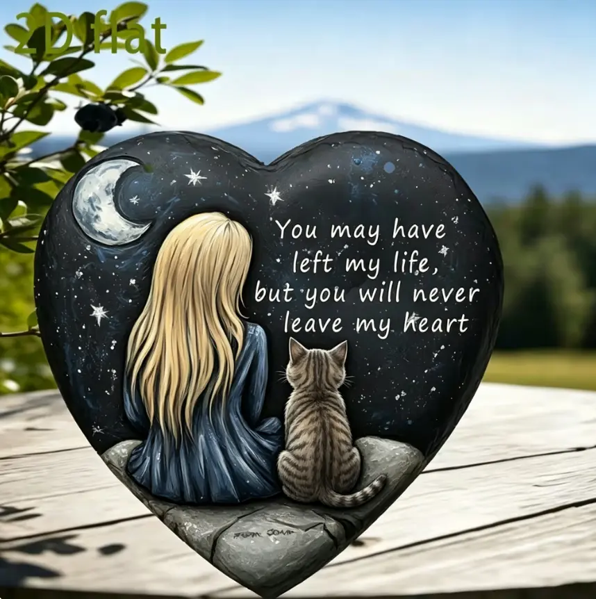 Heart Shaped Cat Memorial Stone | Sentimental Pet Loss Keepsake