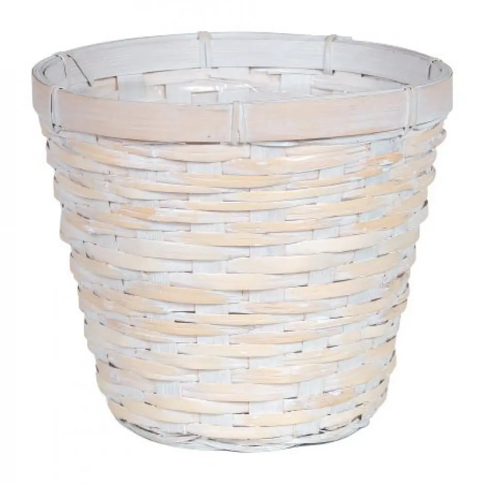 MDR Trading AI-3510WWR-Q02 White Washed Rattan Planter Set of 2 (2 lbs) - Tabletop Flower Pots, Indoor/Outdoor Botanical Aesthetic Decor for Home Improvement, Garden Supplies