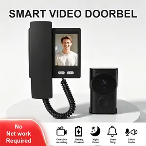 Video Door Phone System, 3.5 Inches IPS Screen Monitor Wireless Doorbell Kits,  Infrared Night Vision, Outdoor Camera Door Intercom, Two-Way Intercom, No need WiFi and APP,  One-Click Doorphone Telephone Style for Home, Office Safety