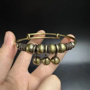 Push-and-Pull Adjustable Vintage-Style Geometric Bell Bracelet, Stress Relief Mind Soothing Accessory, Symbolizes Wealth Good Fortune, Full of Heartfelt Blessings