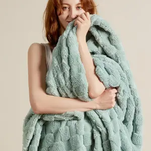 Sage Green Fleece Blanket for Couch - Checkered Throw Blanket for Women, Cute Soft Cozy Blanket for Girls, 50x60 Inches