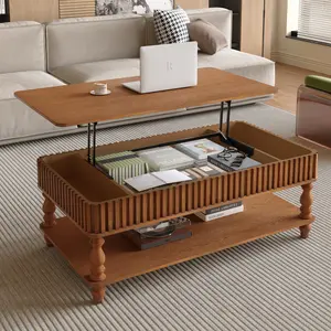 Lift Top Coffee Table with Storage for Living Room Mid Century Modern Coffee Table with Lifting Top Rectangle Coffee Tables with Lifts Up Tabletop for Home Apartment 47.24" Walnut