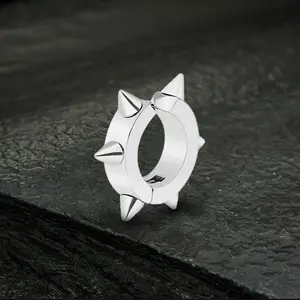 GTHIC Punk Style Spike Huggie Ear Clips Stainless Steel Jewelry for Men Women Daily Wear