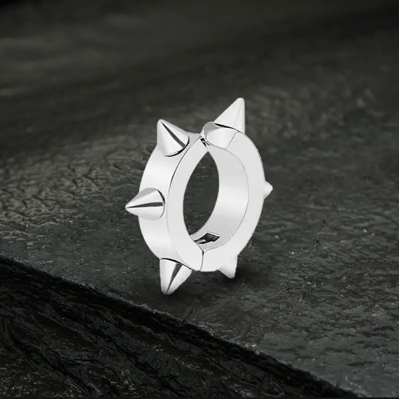 GTHIC Punk Style Spike Huggie Ear Clips Stainless Steel Jewelry for Men Women Daily Wear