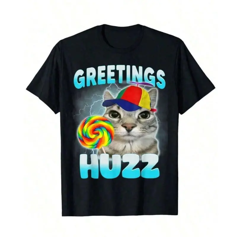 Men's T-Shirt Funny Greetings Huzz T-Shirt, Humor Cat Alpha Shirt, Short Sleeve Tee For Men Women, Top Shirt Gift For Boyfriend HusbandMen's Casual Short Sleeve T-Shirt – Basic Summer Tee For Men , Vintage, Shirts, Graphic Tees,Funny T Shirts Easter Gifts