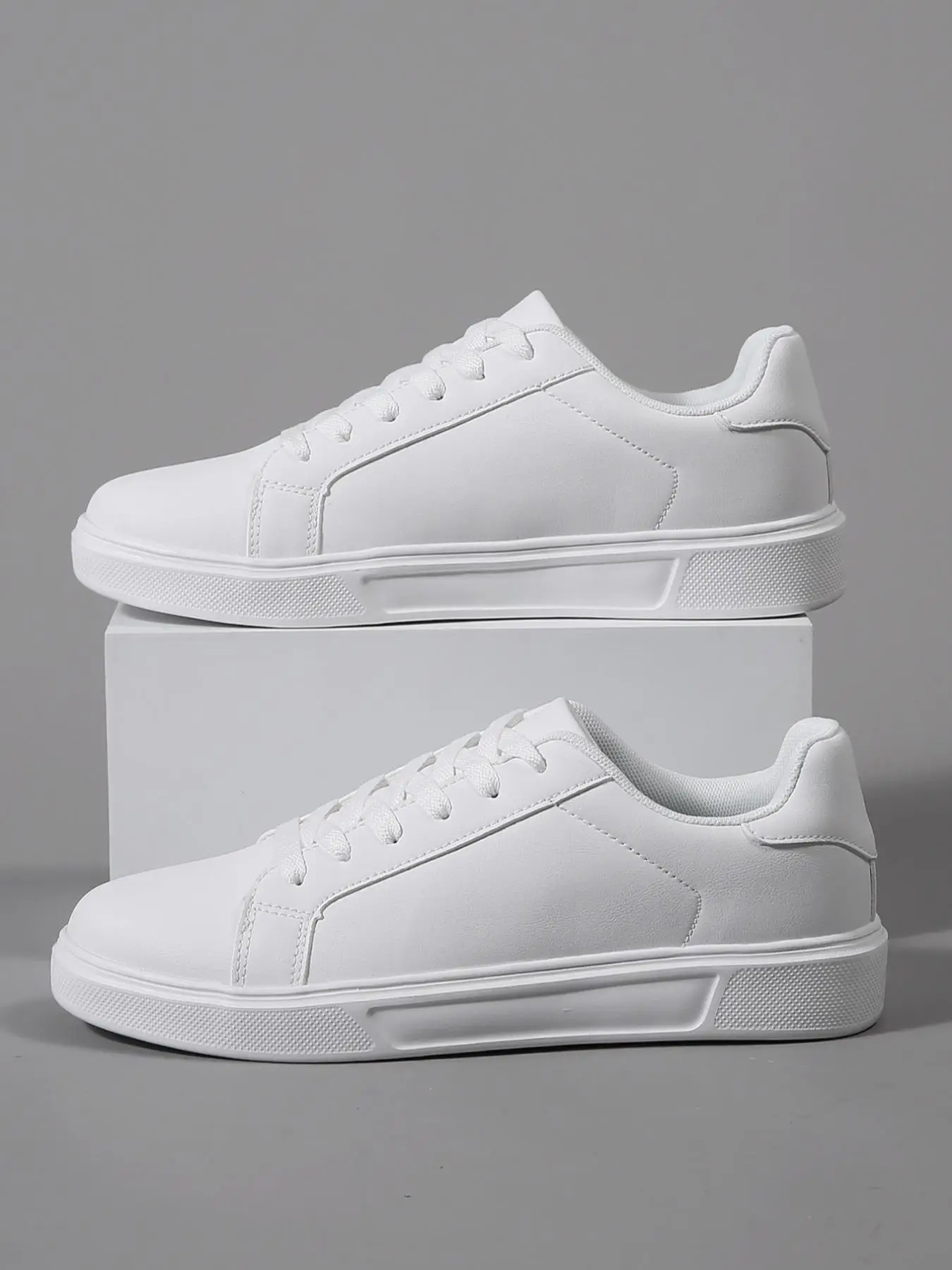 Men's Solid Color Lace Up Low Top Casual Sneakers, Casual Comfortable Breathable Skate Shoes for Daily Wear, Fashion All-match Shoes for Men, Casual S