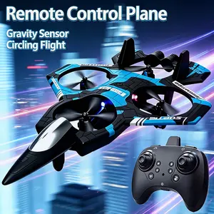 Remote Control Foam Glider Aircraft, 4-Axis Fighter Plane with LED Navigation Lights, 360° Flip & Circle Stunt, Durable RC Airplane Toy