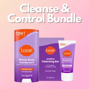Cleanse & Control - Lume Deodorant TikTok Shops Exclusive - Aluminum Free Whole Body Deodorant, Cleansing Bar or Body Wash, and Mini Deodorant. Clinically Proven Acidified Technology