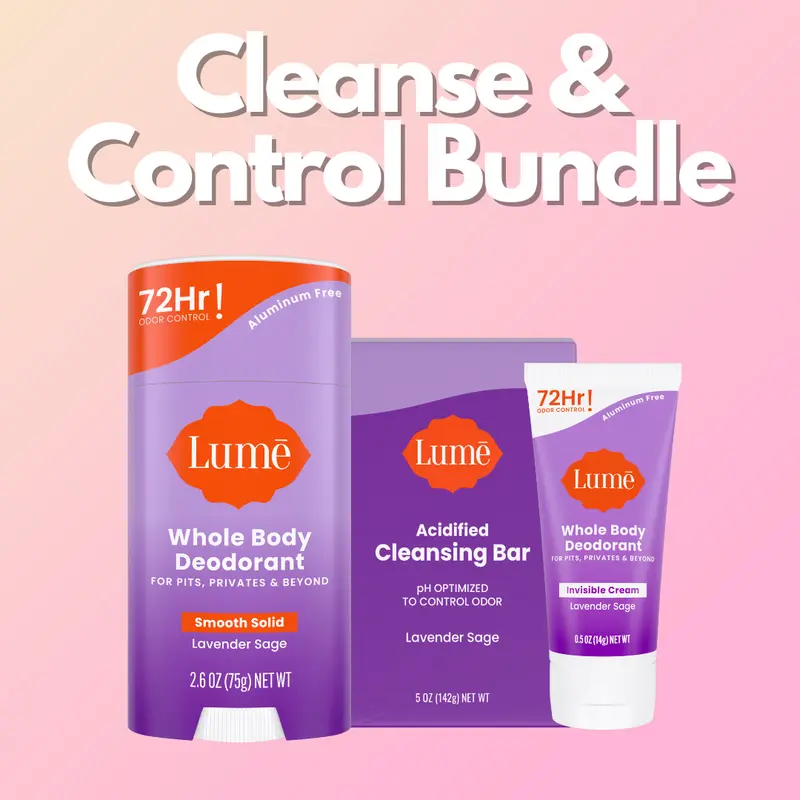 Cleanse & Control - Lume Deodorant TikTok Shops Exclusive - Aluminum Free Whole Body Deodorant, Cleansing Bar or Body Wash, and Mini Deodorant. Clinically Proven Acidified Technology