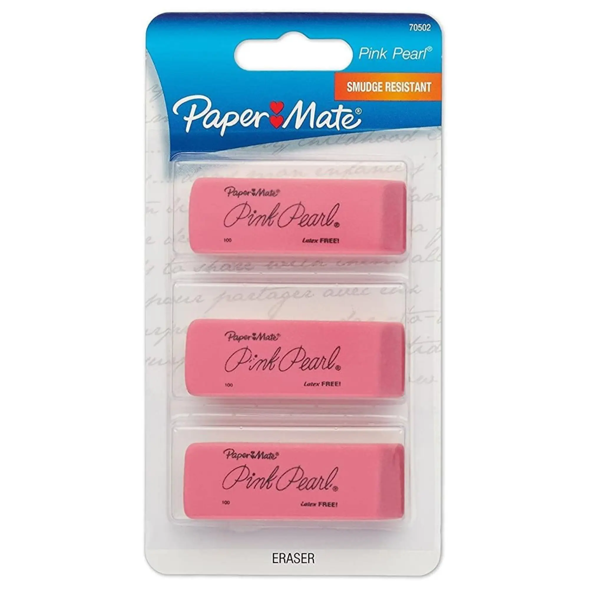 Paper Mate Pink Pearl Premium Erasers, 3 Pack