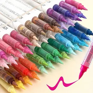 Acrylic Paint Marker Pen Set, 12/24/36 Colors Soft Brush Tip Acrylic Paint Pens Set, Professional Color Series for Rock Painting, Ceramic, Wood, Canvas, Glass, Stone, Fabric, Paint Pens Markers