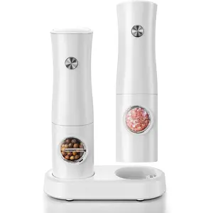 Electric Salt And Pepper  Set With Type-C Rechargeable Base, No  Needed, Adjustable Coarseness   Mill Shakers Salt And Pepper Shakers Refillable