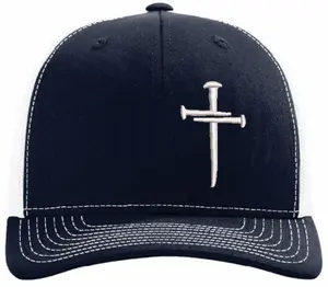Jesus Christian Cross Cross Christian Men/Women Adjustable Richardson 112 Navy/White Snapback Hat with Free 4" Christian Cross Cross Decal Machine Washable USA Crafted