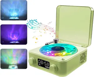 Vinyl Music speaker,Multifunctional White noise bluetooth speaker with adjustble Atmosphere light,Waves Vinyl Bluetooth Speaker with Three Ambient Lights,The Waves Vinyl Player with Adjustable Light and Time for Bedroom,Office, Party,360° Surround Sound