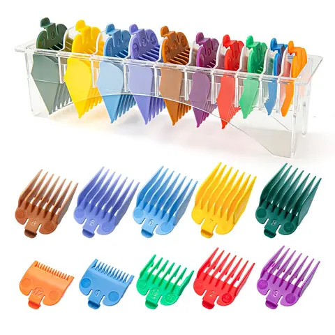 10pcs Durable Nylon Salon Hair Clipper Guards for Wahl Super Taper Clippers, 1/16"-1" Sizes, Consistent Quality Barber Taper Comb Haircare Accessories Set for Barbers, Adults