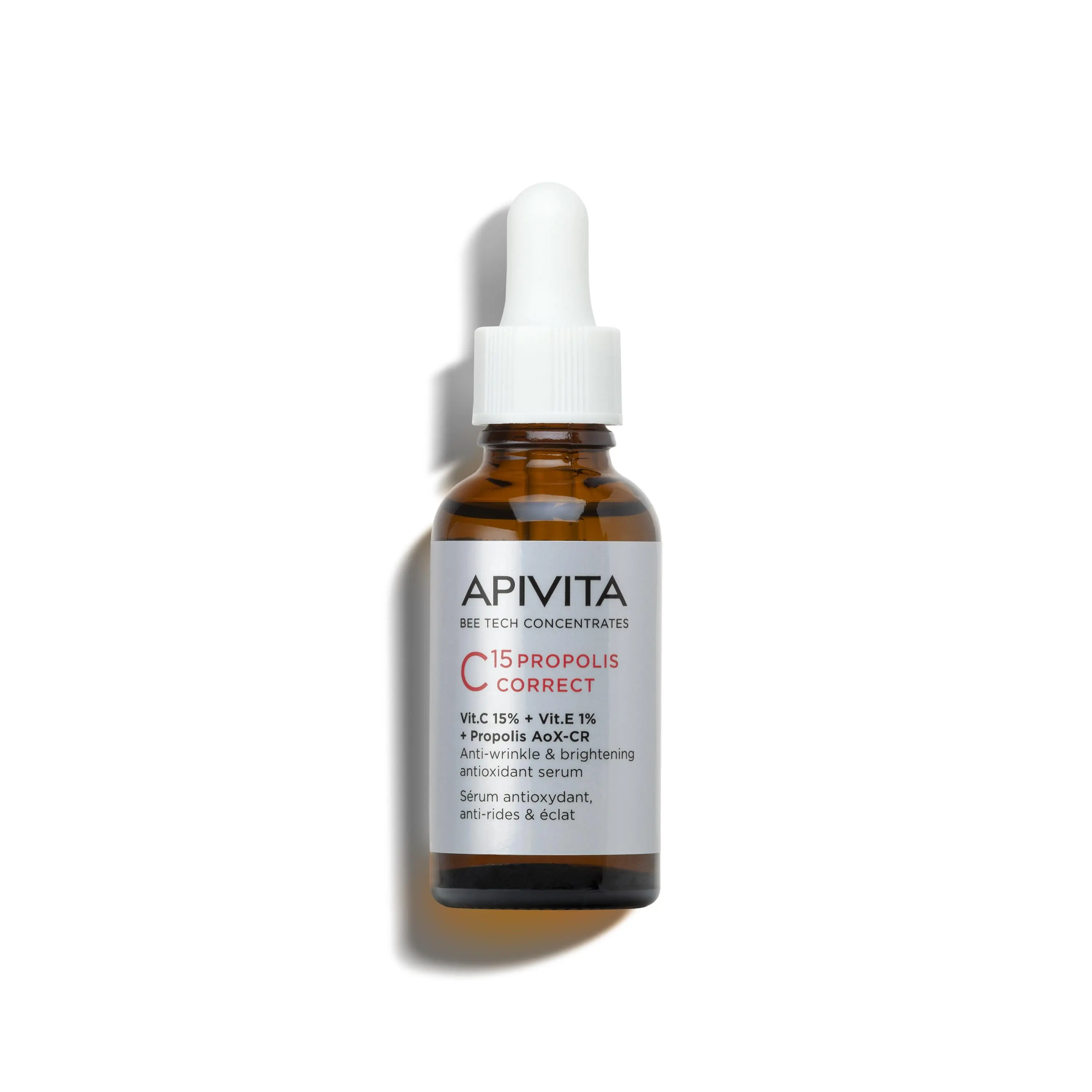 Apivita C15 Propolis Correct Serum, Anti-wrinkle & Brightening Antioxidant Serum with 15% Pure Stabilized Vitamin C, 1% Vitamin E & Patented Propolis AoX-CR, Non comedogenic