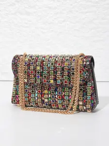 Women's Elegant Glitter Evening Bag, Exquisite Trendy Chain Strap Clutch Bag, Fashionable Shoulder Bag for Party Decoration