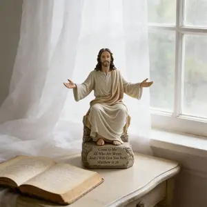 Jesus Open Arms Blessing Statue, Resin Christian Figurine, Inspirational Religious Home Decor, Gift for Desk Mantel Prayer Room
