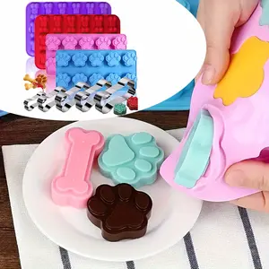 1 Set Silicone Dog Paw & Bone Shaped Cookie Molds - Non-Stick Food Grade Baking Molds for Homemade Dog Treats, Chocolates, and Candy - Pastry Molds for Pet Snacks and Desserts