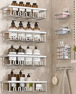 Bathroom Storage Rack, 8 Pcs/Set Adhesive Shower Organizer Shelves